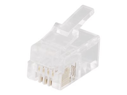 Attēls no Modulinis jungtis RJ9 / RJ10 / RJ22 4P4C, 20-pack, skaidrus DELTACO / MD-1A