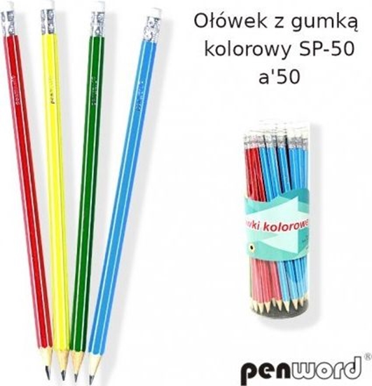 Изображение Penword Ołówek z gumką PENWORD kolorowy SP-50 50szt. Penword TARGI