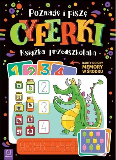 Изображение Poznaję i piszę cyferki. Książka przedszkolaka. Karty do gry memory w środku