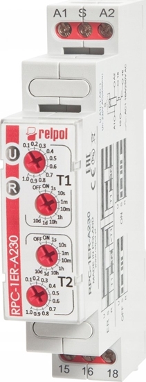 Picture of Relpol Przekaźnik czasowy 1P 1sek-10dni 230V AC 50/60 Hz opóźnione załączenie i wyłączenie RPC-1ER-A230 863203