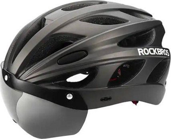 Изображение RockBros Kask rowerowy regulowany + okulary Rockbros TT-16 (czarny)