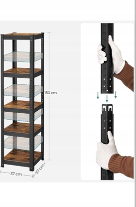 Изображение Songmics Regał, 37 x 37 x 150 cm, 400 kg pojemność obciążenia (80 kg na półkę), przemysłowe, regulowane półki do przechowywani