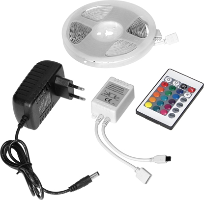 Attēls no Taśma LED Orno Zestaw taśma LED 12V  100 30L 7.2W/m IP20 RGB 5m + Sterownik RGB + Zasilacz 12V