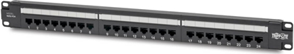 Изображение Terminal sieciowy Eaton Eaton Tripp Lite Series Cat6 24-Port Patch Panel - PoE+ Compliant, 110/Krone, 568A/B, RJ45 Ethernet, 1U Rack-Mount, TAA - Patch Panel - Rack montierbar - CAT 6 - RJ-45 X 24 - Schwarz - 1U - 48.3 cm (19") - TAA-konform