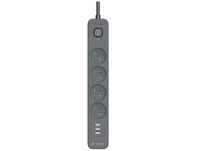 Attēls no Tracer 47027 Power Line+ 1.5m (4 outlets +3x USB A, 5V 2,4A)