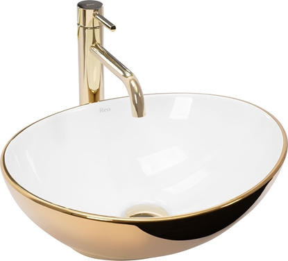 Изображение Umywalka Rea REA-U0456 UMYWALKA SOFIA GOLD/WHITE NABLATOWA REA // CE.REA.U-SOFIA-GOLD