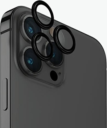 Attēls no Uniq UNIQ Optix Aluminium Camera Lens Protector iPhone 15 Pro Max 6.7" midnight black szkło na obiektyw aparatu z aplikatorem