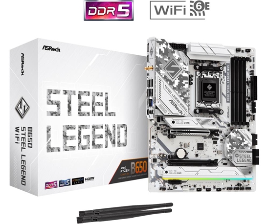 Изображение Mainboard|ASROCK|AMD B650|SAM5|ATX|Memory DDR5|Memory slots 4|1xPCI-Express 3.0 16x|1xPCI-Express 4.0 1x|1xPCI-Express 5.0 16x|1xM.2|1xHDMI|1xDisplayPort|8xUSB 2.0|3xUSB 3.2|2xUSB-C|1xRJ45|2xAudio port|B650STEELLEGENDWIFI