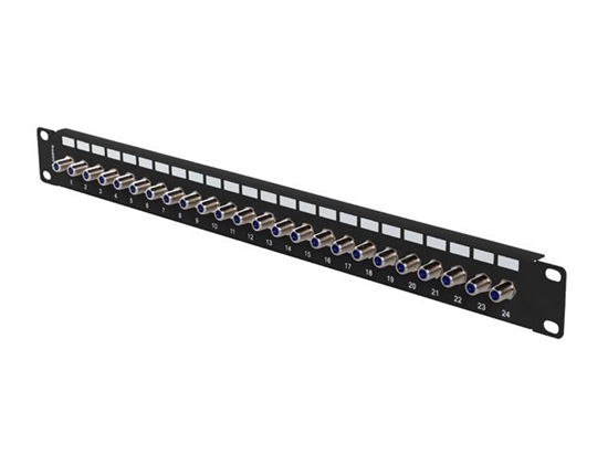 Picture of Patch panel 24 porty 19 cali gniazdo Typ F beczka czarny 