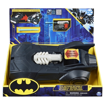 Изображение DC Comics Batman, Tech Defender Batmobile, Transforming Vehicle with Blaster Launcher