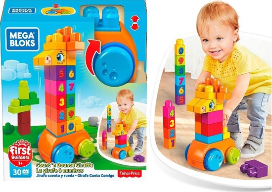 Picture of Mega Bloks First Builders Żyrafka z klockami Licz i Jedź (GFG19)