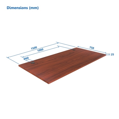 Attēls no Stalviršis (LMDP) Up Up, tamsaus riešuto 1500x750x25mm (SPEC)