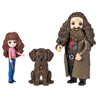 Изображение Wizarding World Harry Potter, Magical Minis Hermione and Rubeus Hagrid Friendship Set with Creature, Kids Toys for Ages 5 and up